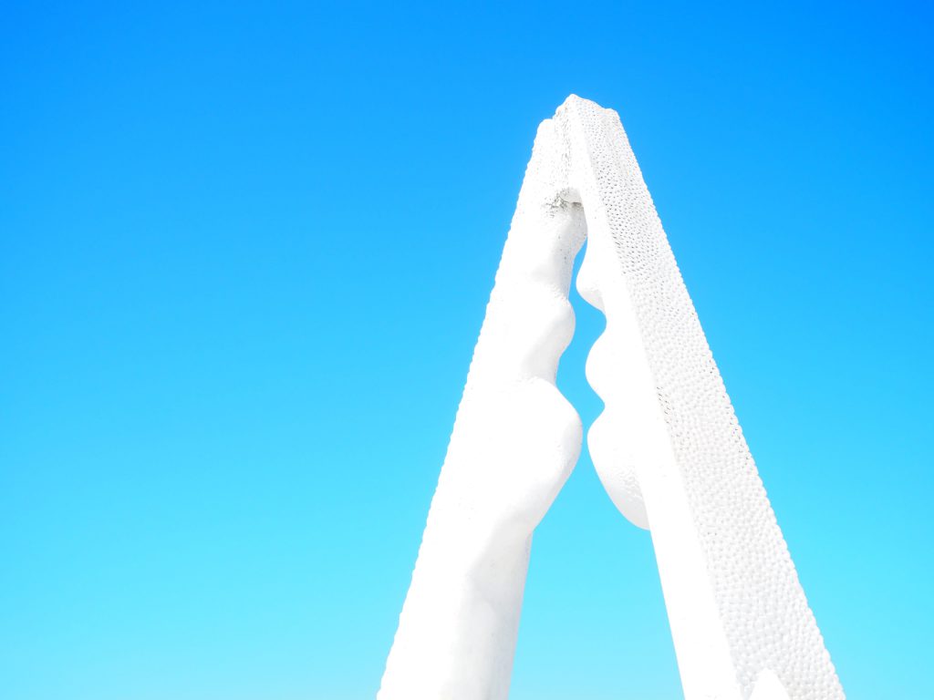 White structure in blue background